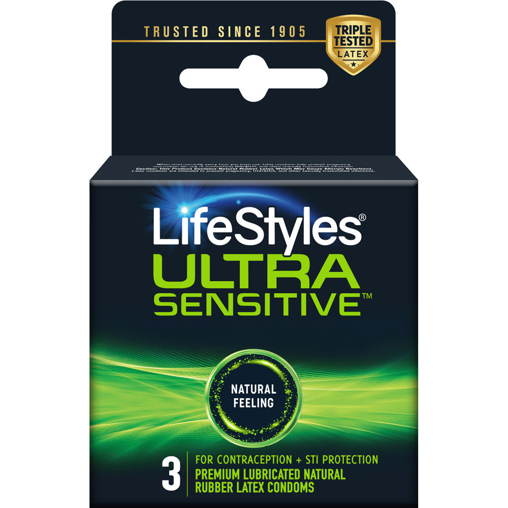 Lifestyles Ultra Sensitive 3Pk | 70907017036 | Available at EroticWarehouse.com