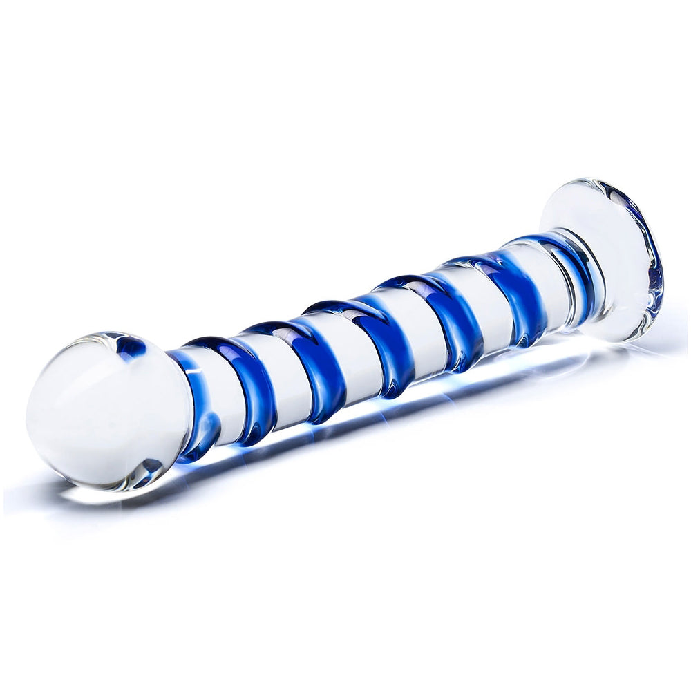 Blue Spiral Glass Dildo | 4890808063392 | Available at EroticWarehouse.com