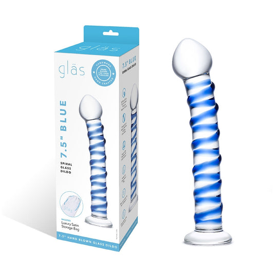 Blue Spiral Glass Dildo | 4890808063392 | Available at EroticWarehouse.com