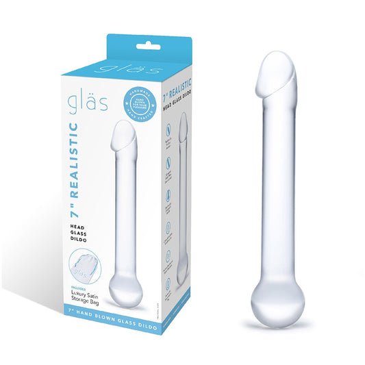 7" Realistic Head Glass Dildo | 4890808169674 | Available at EroticWarehouse.com