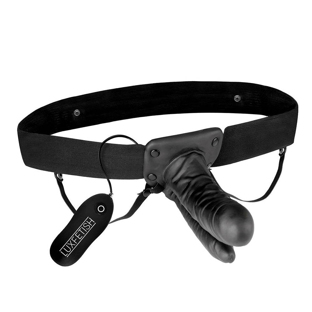 Unisex Vibrating Hollow Double Penetration Strap-On Dildo | 4890808210925 | Available at EroticWarehouse.com