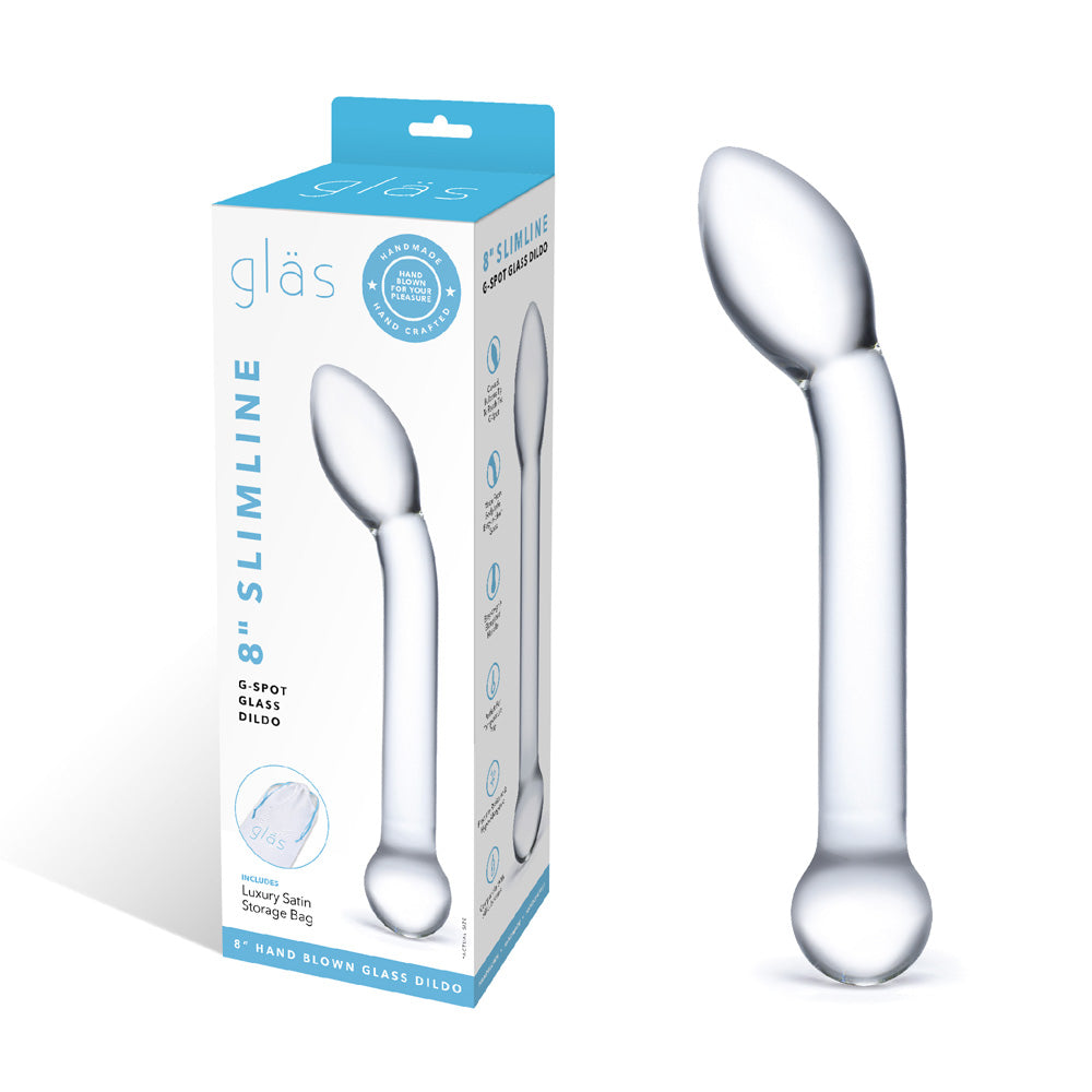 8" Slimline G-Spot Glass Dildo | 4890808219225 | Available at EroticWarehouse.com