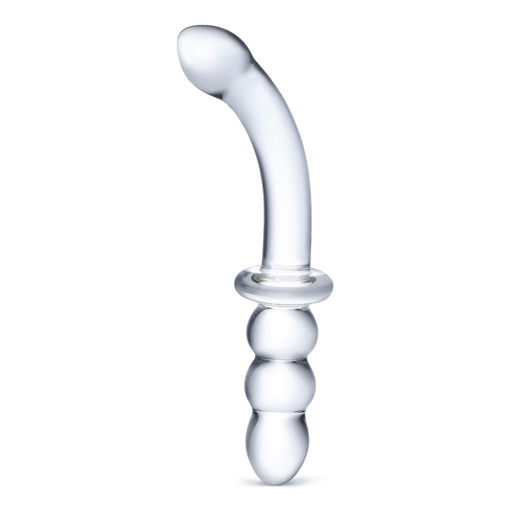 8" Ribbed G-Spot Glass Dildo | 4890808219232 | Available at EroticWarehouse.com