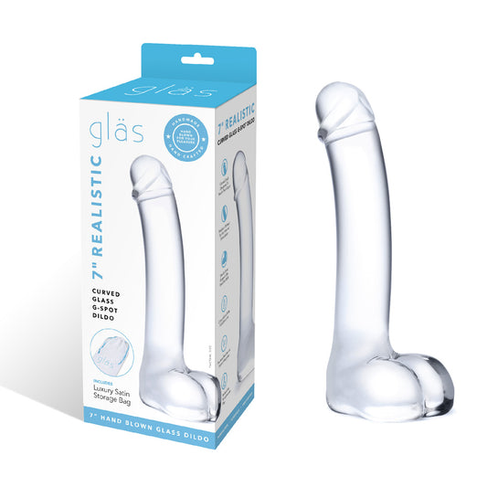 7" Realistic Curved Glass G-Spot Dildo | 4890808219249 | Available at EroticWarehouse.com