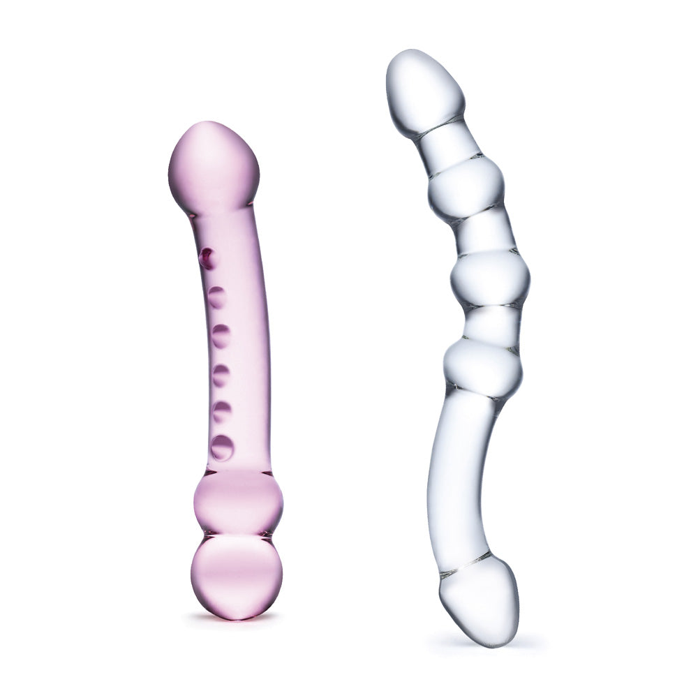 2Pc Double Pleasure Glass Dildo Set | 4890808219287 | Available at EroticWarehouse.com