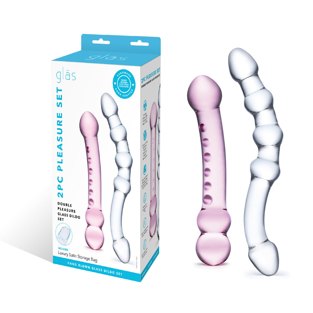 2Pc Double Pleasure Glass Dildo Set | 4890808219287 | Available at EroticWarehouse.com
