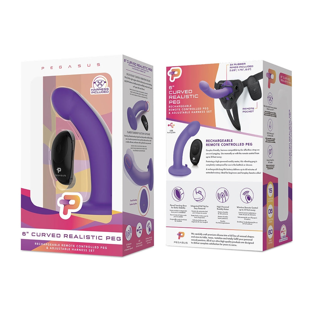 6" Curved Realistic Peg With Harness | 4890808228296 | Available at EroticWarehouse.com