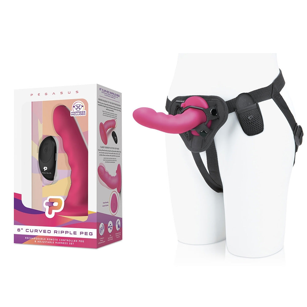 6" Curved Ripple Peg With Harness | 4890808228326 | Available at EroticWarehouse.com