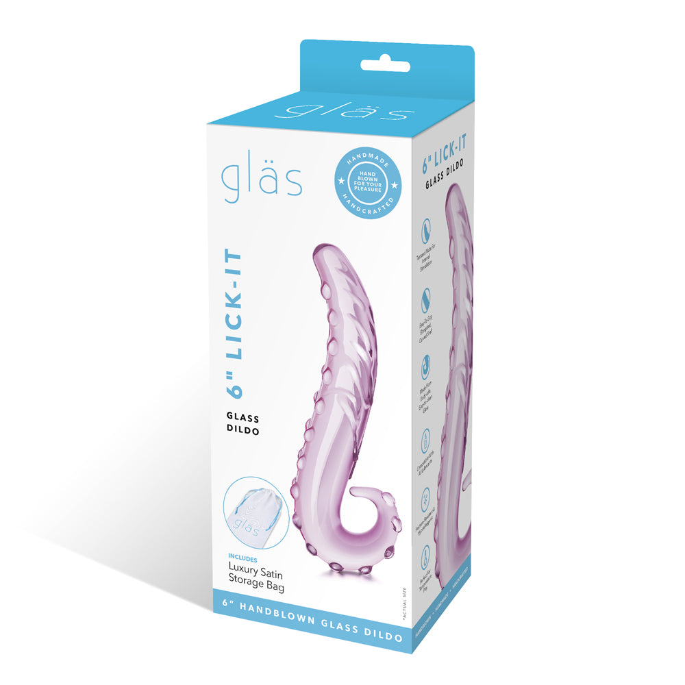 6" Lick-It Glass Dildo Pink | 4890808238608 | Available at EroticWarehouse.com