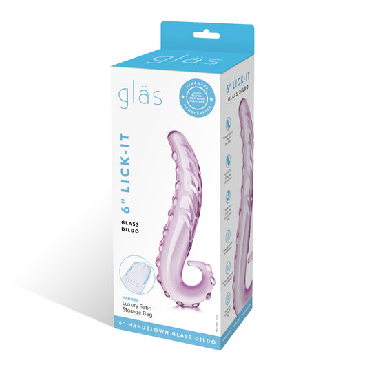 6" Lick-It Glass Dildo Pink | 4890808238608 | Available at EroticWarehouse.com