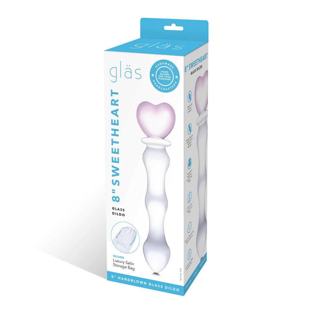 8" Sweetheart Glass Dildo Pink | 4890808238639 | Available at EroticWarehouse.com