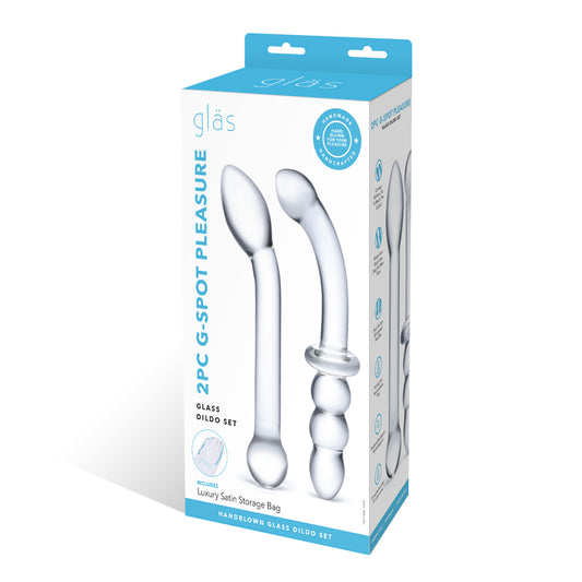 2Pc G-Spot Pleausre Glass Dildo Set Clear | 4890808238653 | Available at EroticWarehouse.com