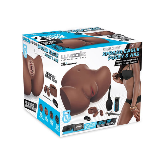 Luv Dollz Remote Control Spread Eagle Pussy & Ass Mocha | 4890808243374 | Available at EroticWarehouse.com