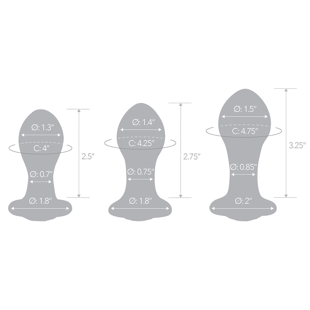 3Pc Bling Bling 3" 3.5" & 4" Glass Anal Training Kit | 4890808250440 | Available at EroticWarehouse.com