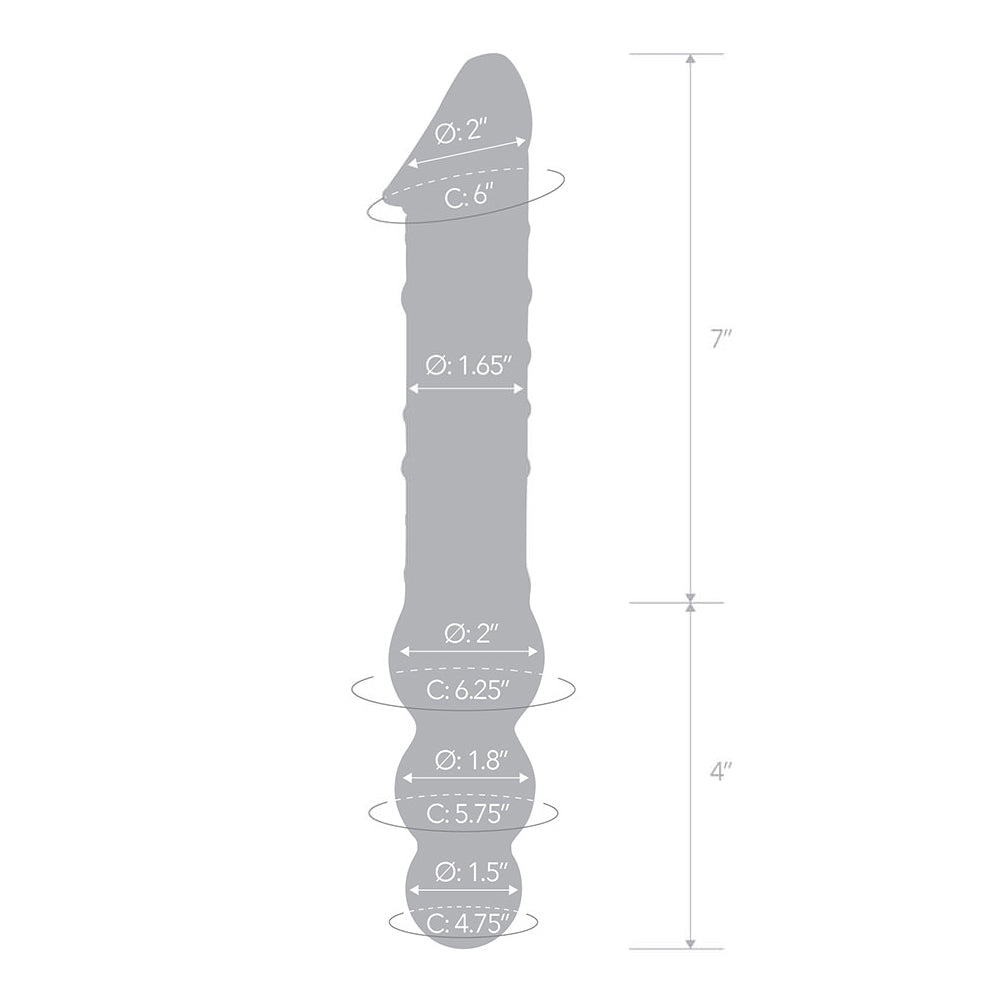Glas 12'' Double Ended Glass Dildo With Anal Beads | 4890808250488 | Available at EroticWarehouse.com