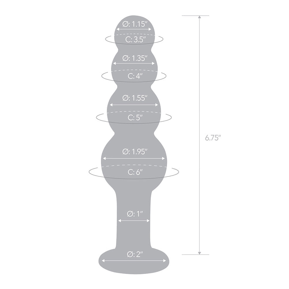 7.25" Glass Beaded Butt Plug | 4890808250495 | Available at EroticWarehouse.com