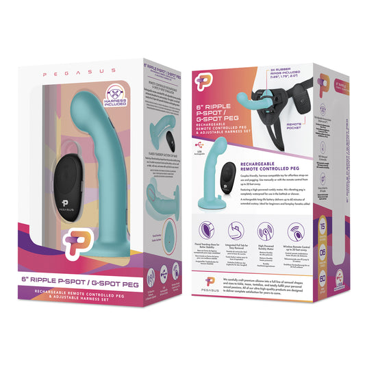 6" Remote Control Ripple P-Spot G-Spot Silicone Peg With Harness Included | 4890808255636 | Available at EroticWarehouse.com