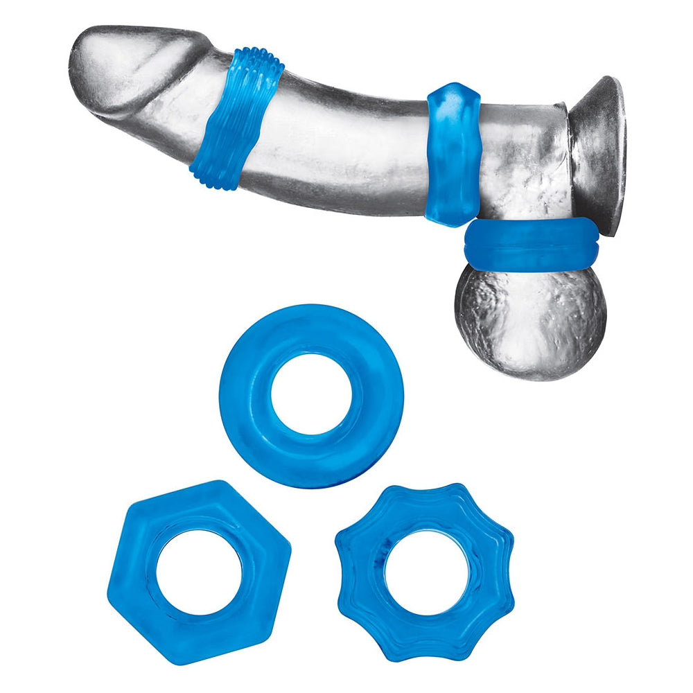 3-Pack Nuts & Bolts Stretch Cock Ring Set | 4890808264638 | Available at EroticWarehouse.com