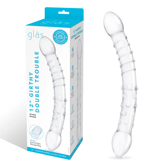 Glas 12" Girthy Double Trouble Glass Dildo | 4890808282984 | Available at EroticWarehouse.com