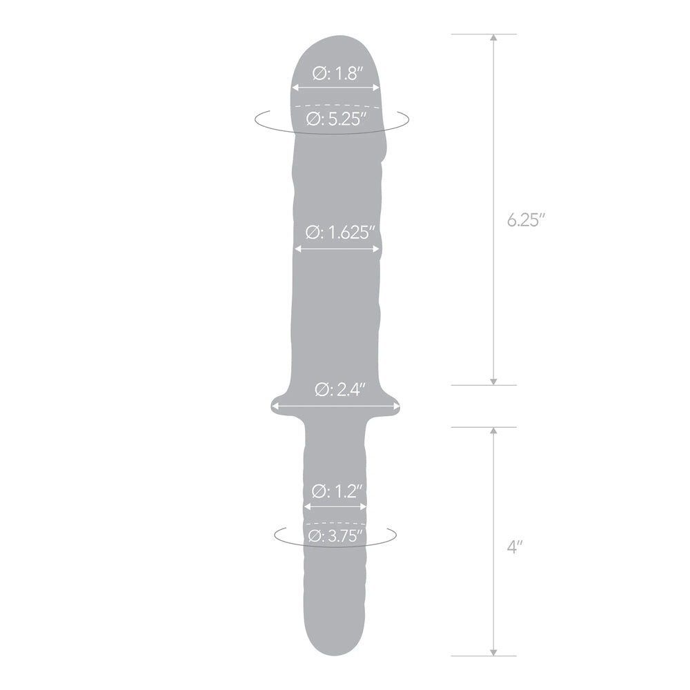 Glas 11" Girthy Cock Double Ended With Handle | 4890808283028 | Available at EroticWarehouse.com