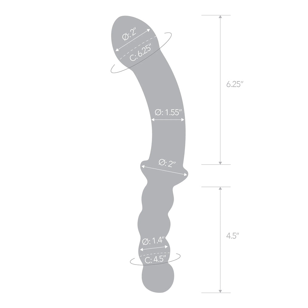 Glas 12.5" Girthy Double Sided Dong With Anal Bead Grip Handle | 4890808283035 | Available at EroticWarehouse.com