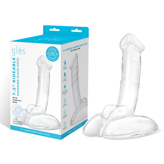 Glas 7.5" Rideable Standing Glass Cock With Stability Base | 4890808283059 | Available at EroticWarehouse.com