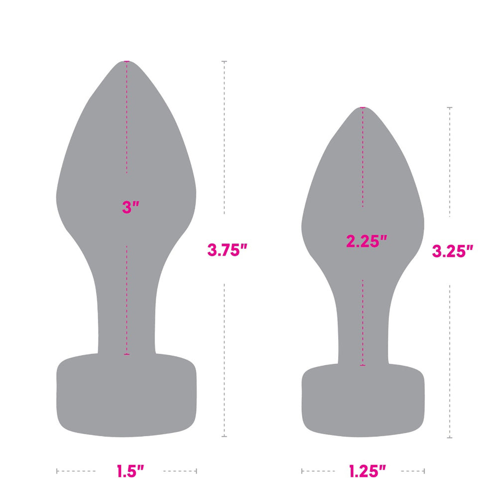 Gemsations 2Pc Tapered Bling Bling Metal Butt Plug Training Set Silver | 4890808285404 | Available at EroticWarehouse.com