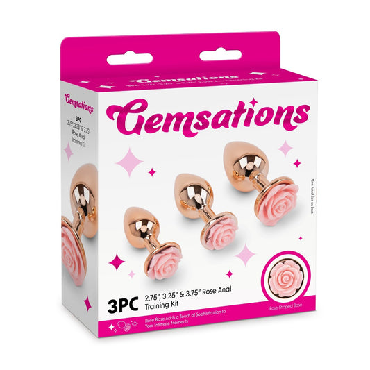 Gemsations 3Pc Rose Anal Training Kit Rose Gold | 4890808285428 | Available at EroticWarehouse.com