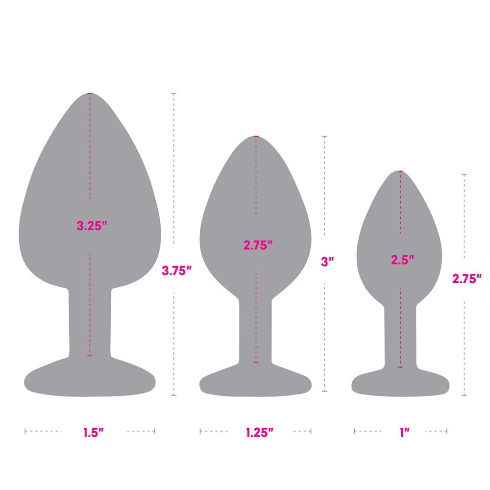 Gemsations 3Pc Silicone Bling Bling Anal Training Kit Black | 4890808285442 | Available at EroticWarehouse.com