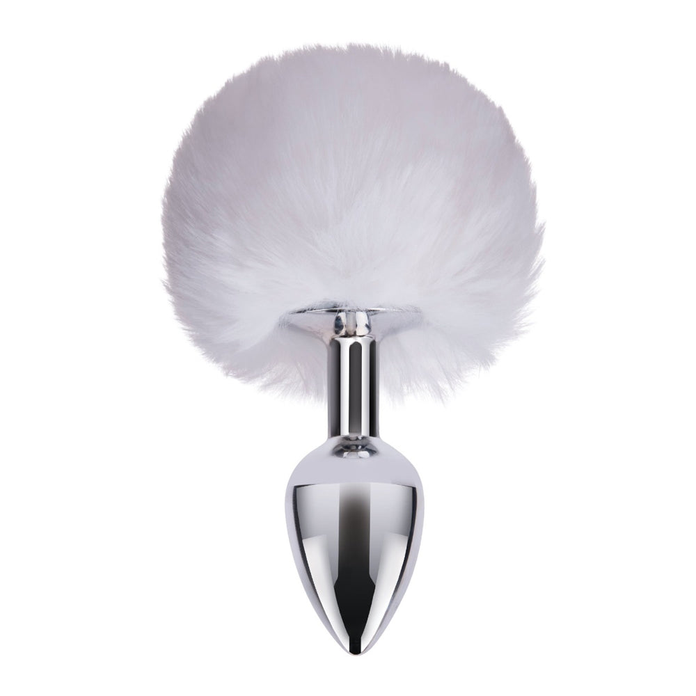 Gemsations 2.95" Metal Bunny Tail Butt Plug Siliver | 4890808285466 | Available at EroticWarehouse.com