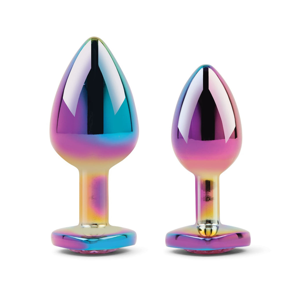 Gemsations 2Pc Rainbow Chrome Anal Training Set With Heart Base | 4890808285473 | Available at EroticWarehouse.com