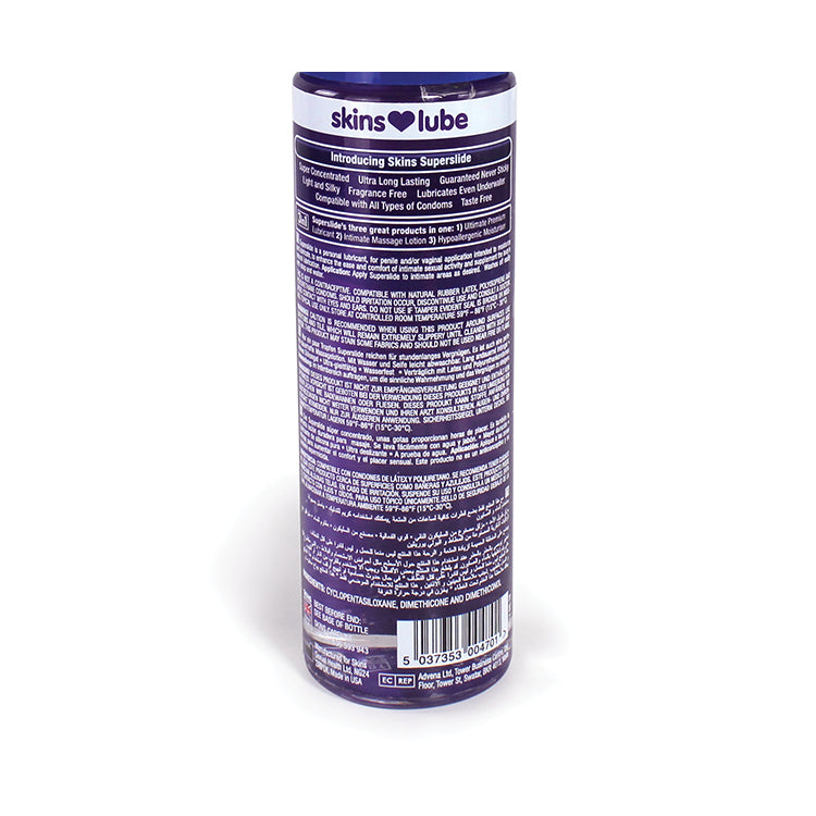 Skins Super Slide Silicone Based Lubricant 4.4 oz. | 5037353004701 | Available at EroticWarehouse.com