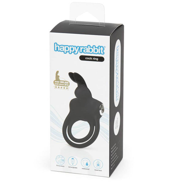 Happy Rabbit Couples Stimulating Usb Rechargeable Rabbit Love Ring Black | 5060020006500 | Available at EroticWarehouse.com
