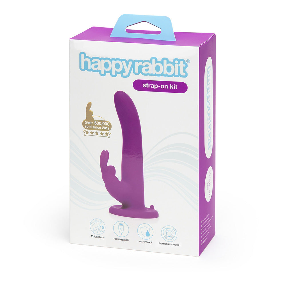 Happy Rabbit Vibrating Strap On Harness Set Purple | 5060020009426 | Available at EroticWarehouse.com