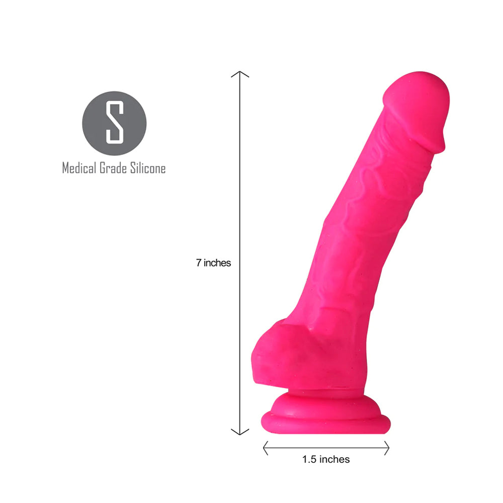 Maia Billee 7'' Realistic Silicone Suction Cup Dong Neon Pink | 5060311472229 | Available at EroticWarehouse.com