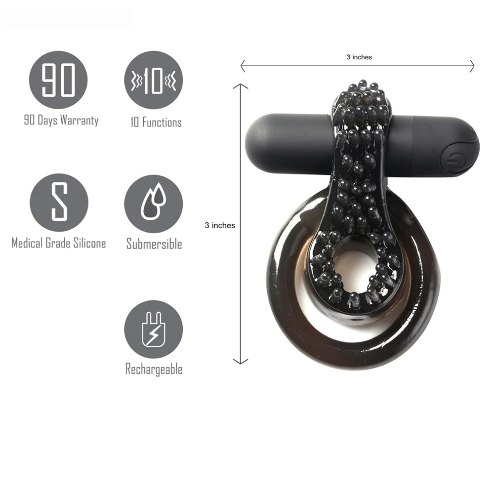 Maia Jagger USB Rechargeable Vibrating Erection Enhancer Ring Black | 5060311472540 | Available at EroticWarehouse.com