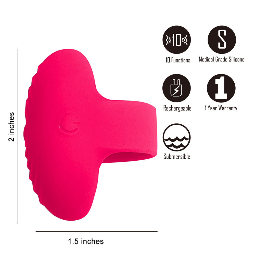 Maia Ruby Rechargeable Silicone Vibrating Finger Ring | 5060311473721 | Available at EroticWarehouse.com
