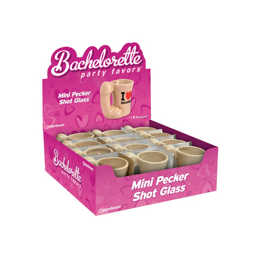 Bachelorette Party Favors Mini Pecker Shot Glass Display of 12 Display | 603912127997 | Available at EroticWarehouse.com