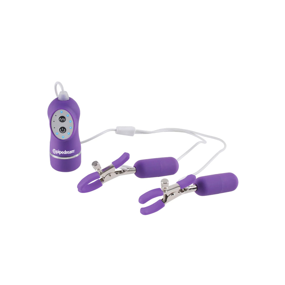 Fetish Fantasy Series 10-Function Vibrating Nipple Clamps Purple | 603912357806 | Available at EroticWarehouse.com