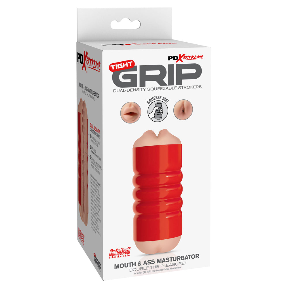 Pipedream Extreme Toyz Tight Grip Mouth & Ass Masturbator Red | 603912357936 | Available at EroticWarehouse.com