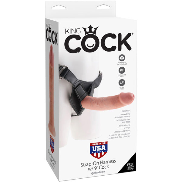 King Cock Strap-on Harness w/ 9" Cock Flesh | 603912361292 | Available at EroticWarehouse.com