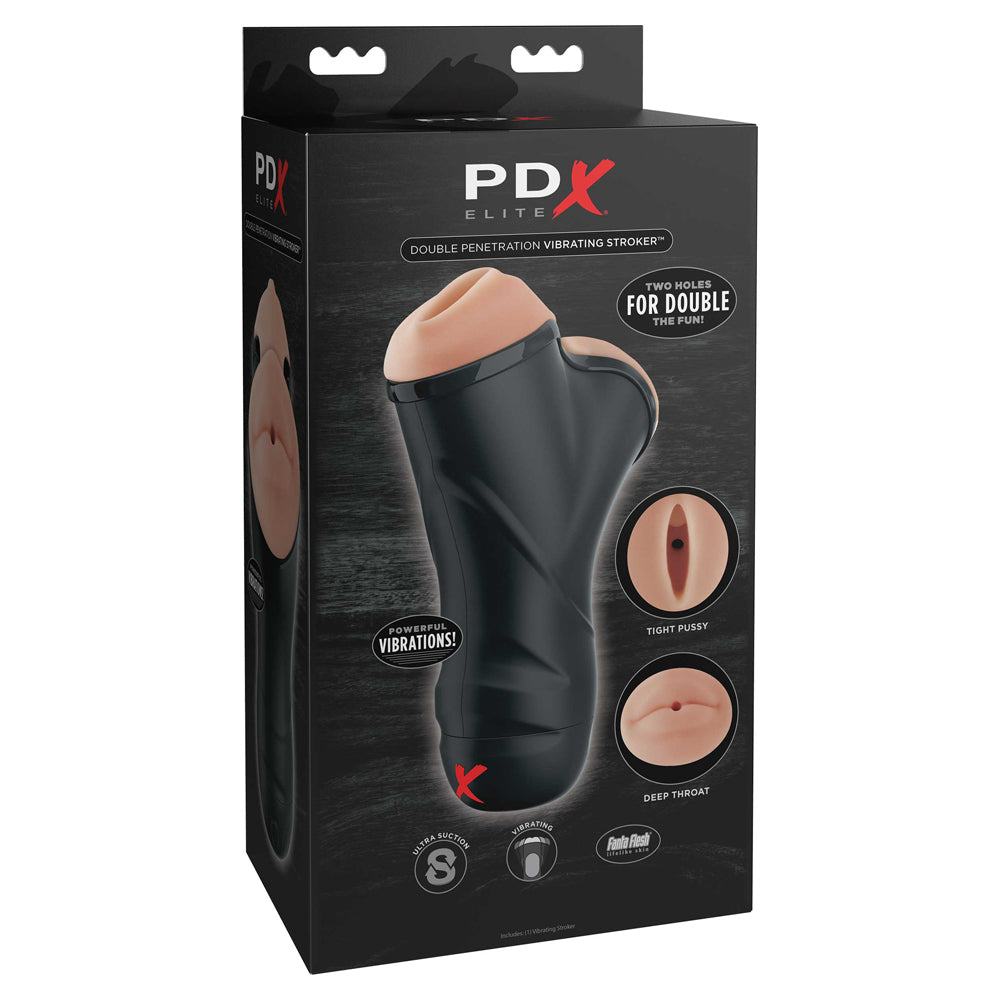 PDX Elite Double Penetration Vibrating Stroker | 603912744422 | Available at EroticWarehouse.com