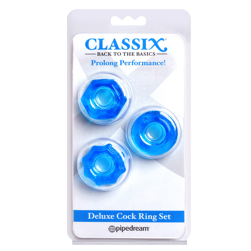 Classix Deluxe Cock Ring Set Blue | 603912760798 | Available at EroticWarehouse.com