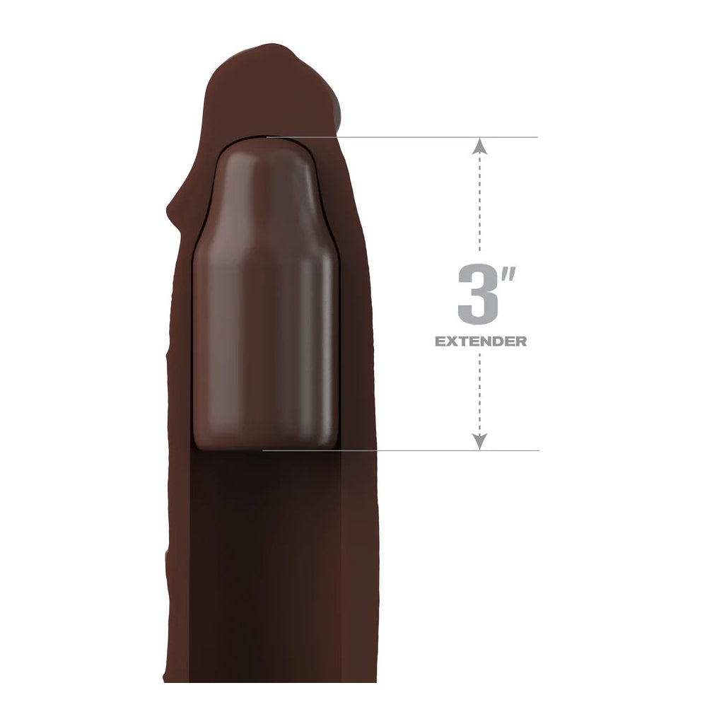 Fantasy X-Tensions Elite 9'' Sleeve With 3'' Plug Brown | 603912772869 | Available at EroticWarehouse.com
