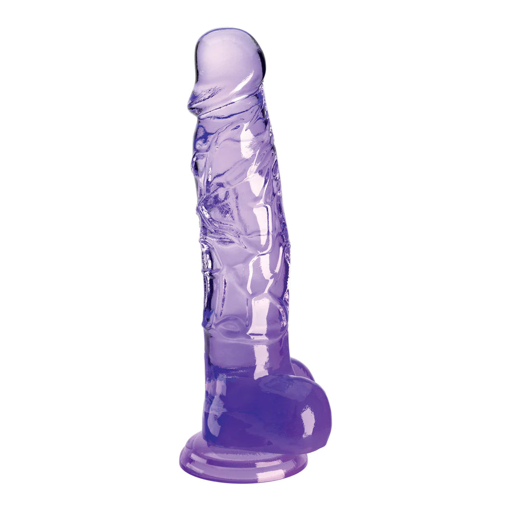 King Cock Clear 8" With Balls Purple | 603912775006 | Available at EroticWarehouse.com