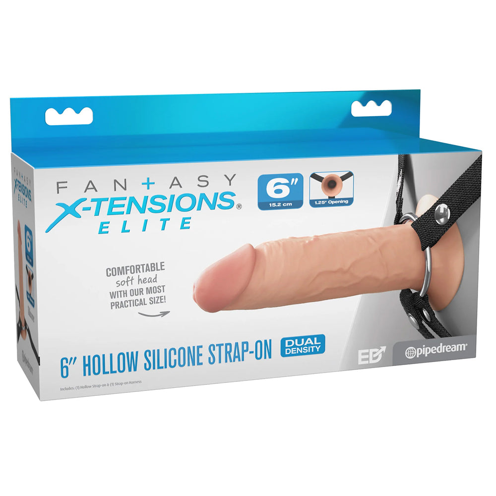 Fantasy X-Tensions Elite 6" Silicone Hollow Strap-On Dual Density Light | 603912775709 | Available at EroticWarehouse.com