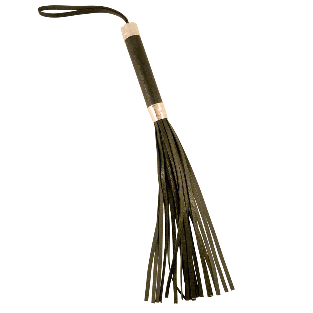 18" PVC Vegan Leather Flogger Black | 612608642836 | Available at EroticWarehouse.com