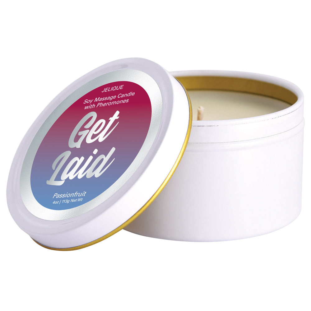 Massage Candle With Pheromones Get Laid Passion Fruit 4 oz. | 638258450034 | Available at EroticWarehouse.com
