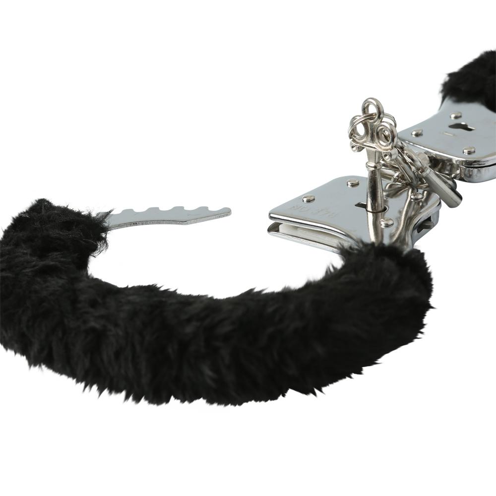 S&M Furry Handcuffs Black | 646709100667 | Available at EroticWarehouse.com