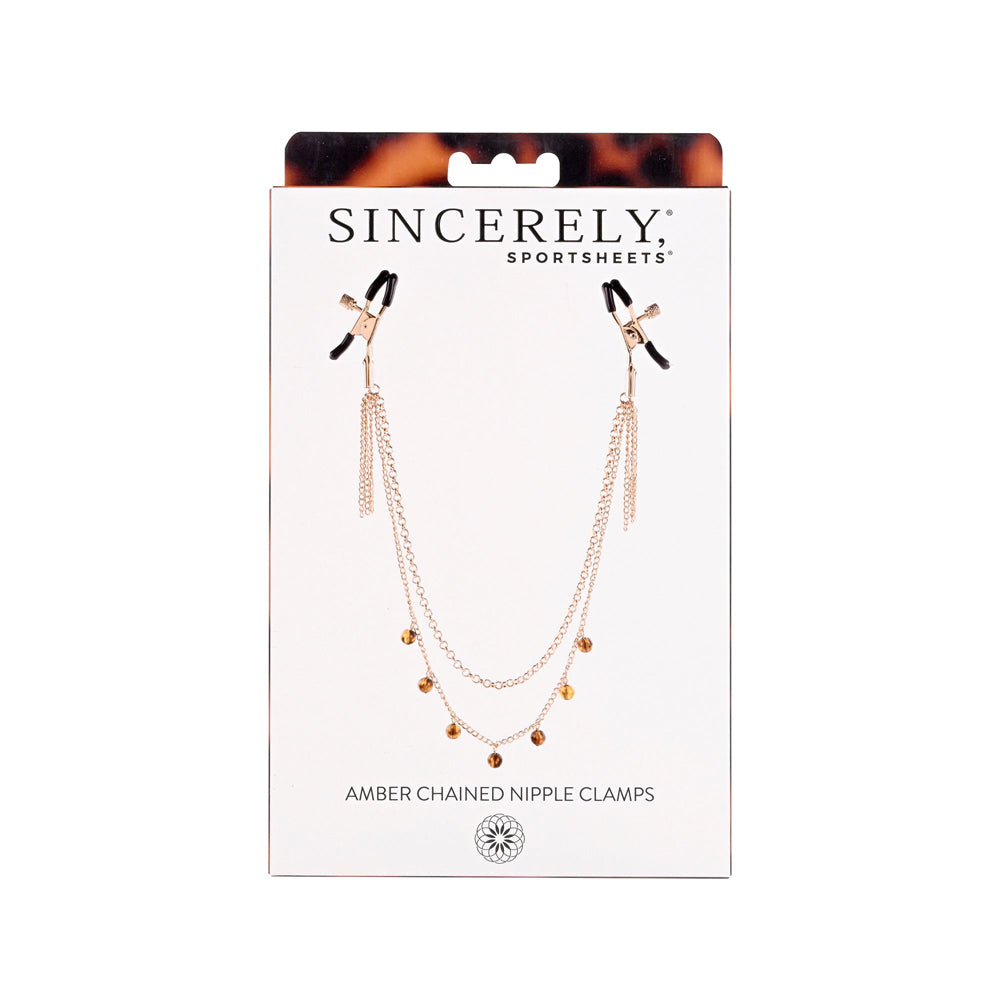 Amber Chained Nipple Clamps | 646709521066 | Available at EroticWarehouse.com
